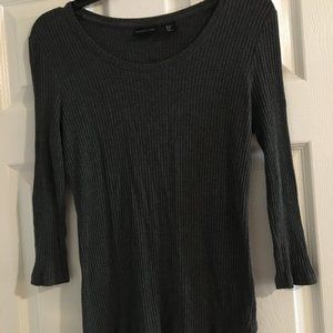 Rachel Zoe Long Sleeve Ribbed Gray Top